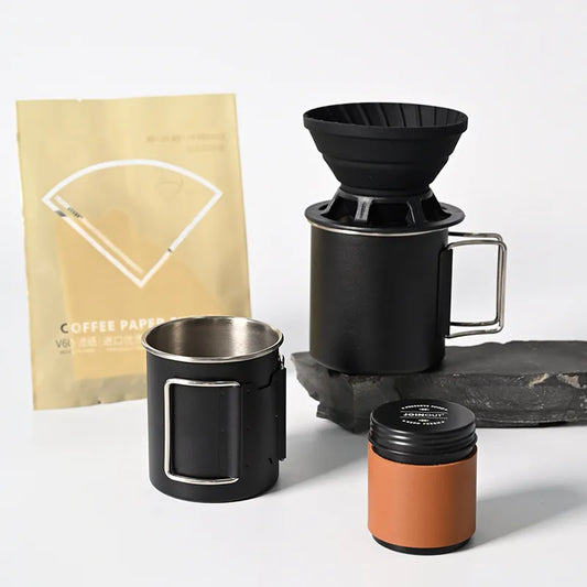 Portable Silicone Camping Coffee Maker Set | Collapsible Cup &amp; Drip Filter Funnel